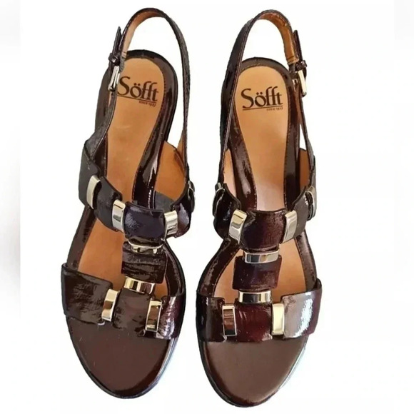 Sofft Open-Toe Wedge Sandal  Brown Sz 10 Narrow READ - Picture 2 of 6
